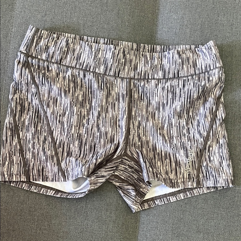 Reebok Gray Patterned Women's Athletic Shorts